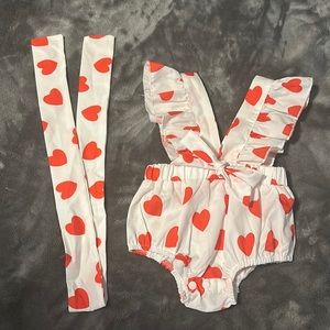 Valentines Heart bubble with matching head wrap size 6/12m